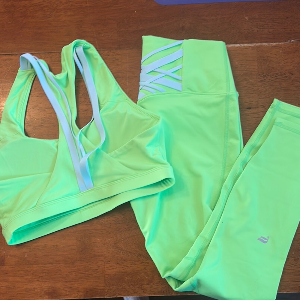 Fabletics Green Workout Set with Racerback Design